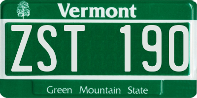 VT license plate ZST190
