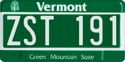 VT license plate ZST191