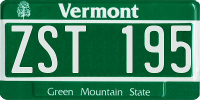 VT license plate ZST195