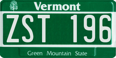 VT license plate ZST196