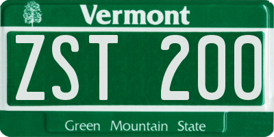 VT license plate ZST200
