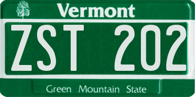 VT license plate ZST202
