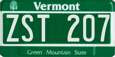 VT license plate ZST207