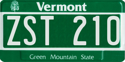 VT license plate ZST210