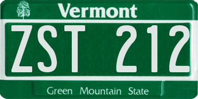 VT license plate ZST212