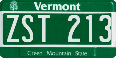 VT license plate ZST213