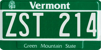 VT license plate ZST214