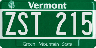 VT license plate ZST215