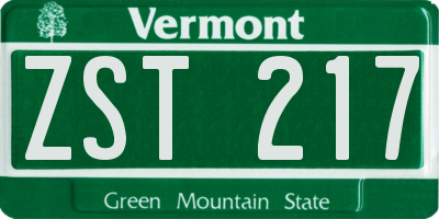 VT license plate ZST217