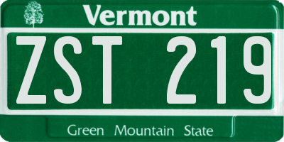 VT license plate ZST219