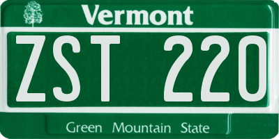VT license plate ZST220