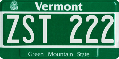 VT license plate ZST222