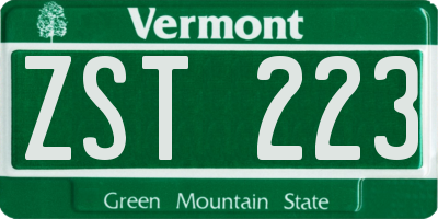 VT license plate ZST223
