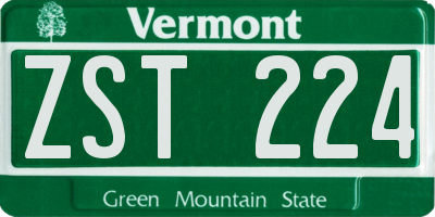 VT license plate ZST224