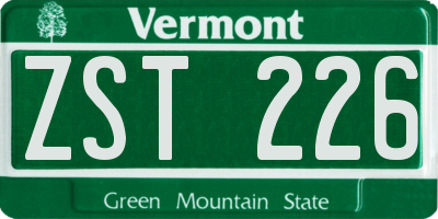 VT license plate ZST226