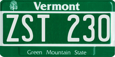 VT license plate ZST230