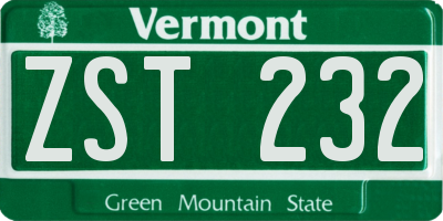 VT license plate ZST232