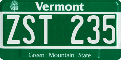 VT license plate ZST235