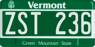 VT license plate ZST236