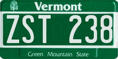 VT license plate ZST238