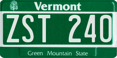 VT license plate ZST240