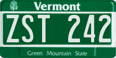 VT license plate ZST242