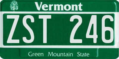 VT license plate ZST246