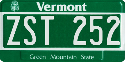 VT license plate ZST252