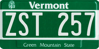 VT license plate ZST257