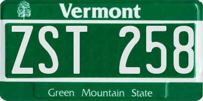 VT license plate ZST258