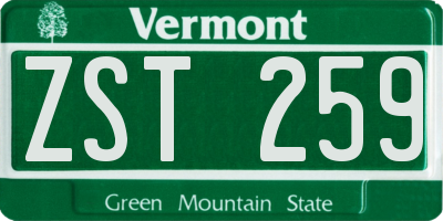 VT license plate ZST259