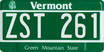 VT license plate ZST261