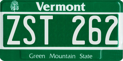 VT license plate ZST262