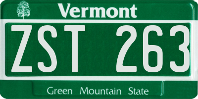 VT license plate ZST263
