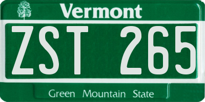 VT license plate ZST265