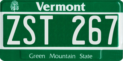 VT license plate ZST267
