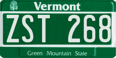 VT license plate ZST268