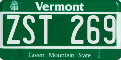 VT license plate ZST269