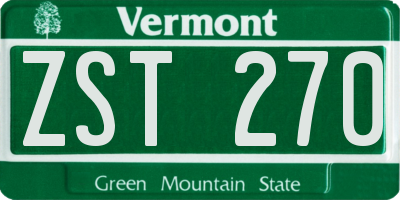 VT license plate ZST270