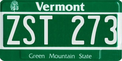 VT license plate ZST273