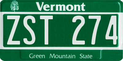 VT license plate ZST274