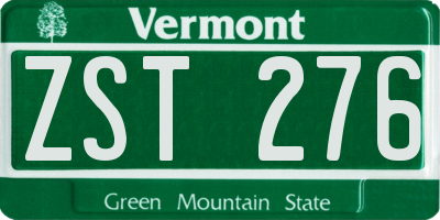 VT license plate ZST276