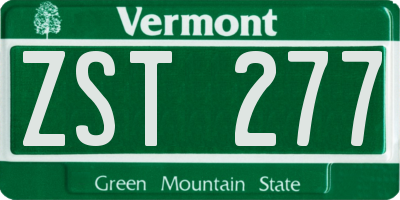VT license plate ZST277