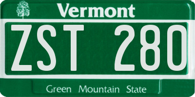 VT license plate ZST280
