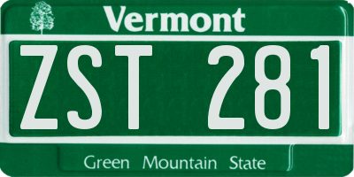 VT license plate ZST281