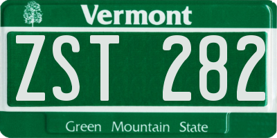 VT license plate ZST282