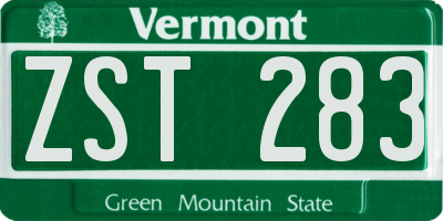VT license plate ZST283
