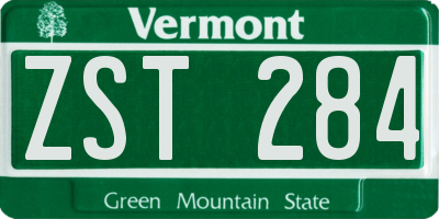 VT license plate ZST284