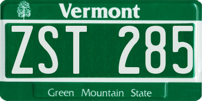 VT license plate ZST285