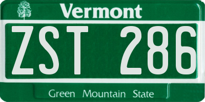 VT license plate ZST286